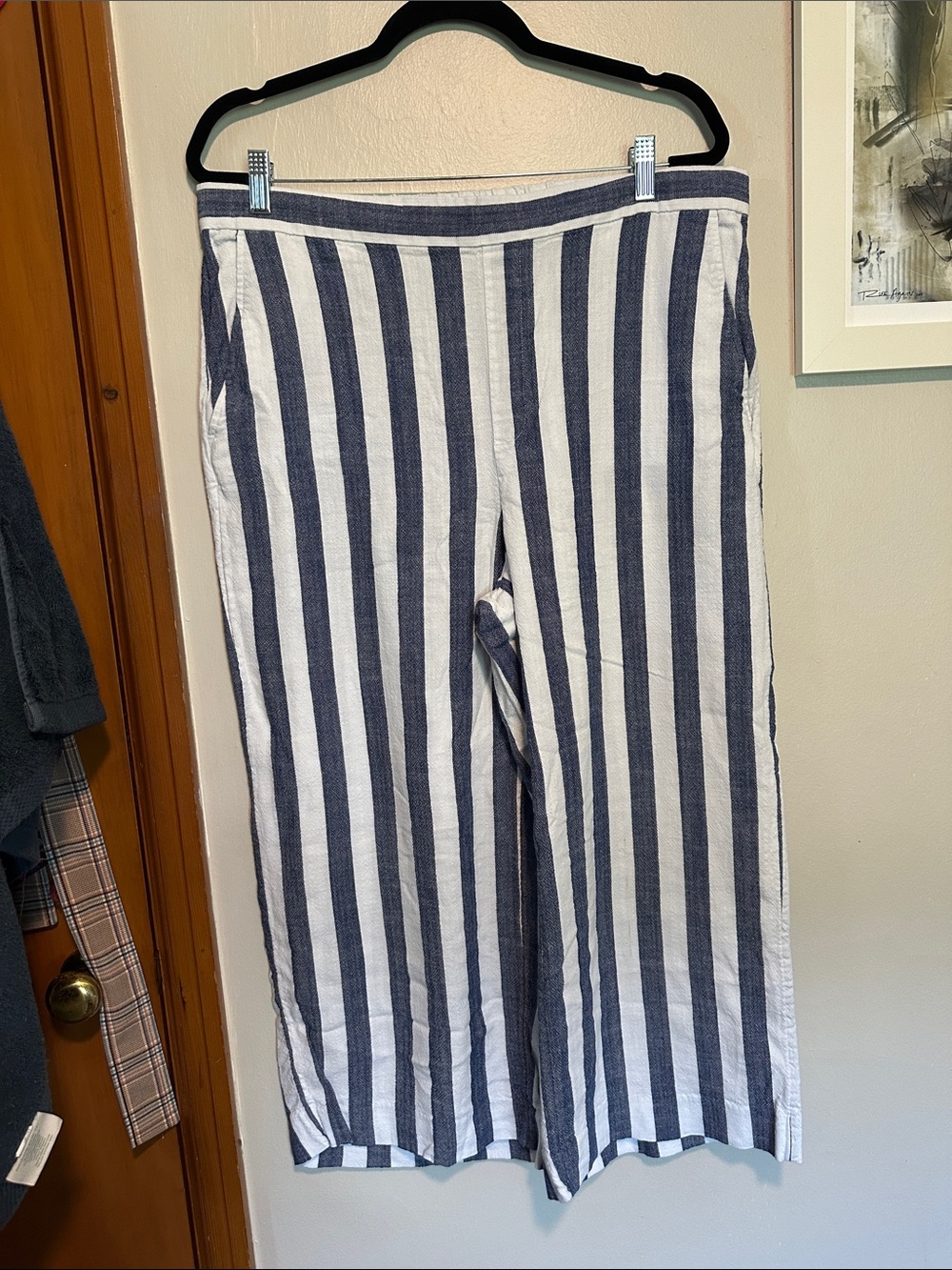 Banana Republic Blue and White Striped Rowan Wide-Leg Pants